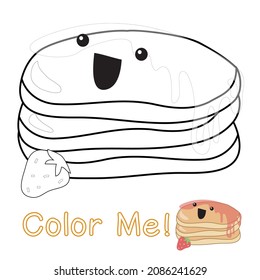 Coloring food worksheet page. Educational printable coloring worksheet. Additional worksheet for kids. Black and white vector illustration. Vector illustration.