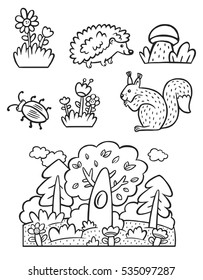  the coloring of the forest and forest animals