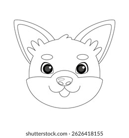 Coloring fox head on isolated background. Vector illustration in a flat style
