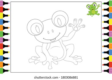 Coloring frog animal , simple vector illustration