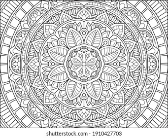 coloring full page mandala design. adult coloring page