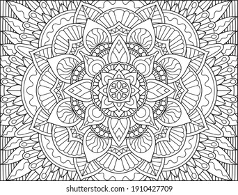 coloring full page mandala design. adult coloring page