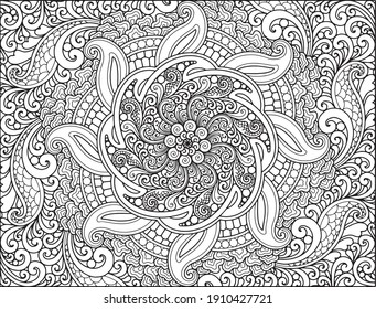 coloring full page mandala design. adult coloring page