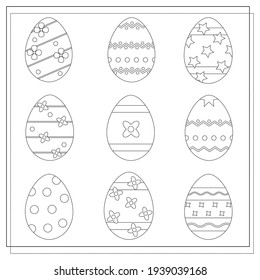 A coloring game for kids. Easter egg, color the eggs . Vector isolated on a white background