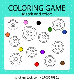 Coloring Game Kids Match Corresponding Objects Stock Vector (Royalty ...