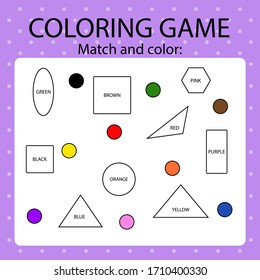 Coloring game for kids / match corresponding objects and color blank ones
