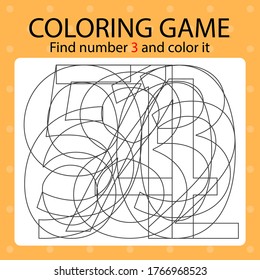 Coloring game template - find number 6 and color it