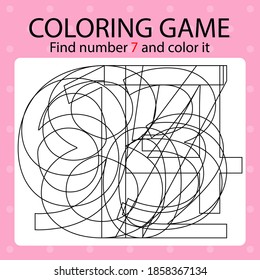 Coloring game template - find number 7 and color it