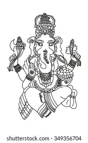 coloring ganesha idol of wealth and fortune 
