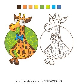 coloring giraffe animals  zoo vector