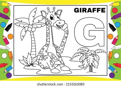 coloring giraffe  cartoon for kids