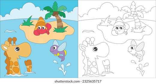 coloring giraffe for kids activity