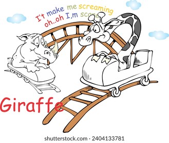 coloring giraffe and rhino in roller coaster