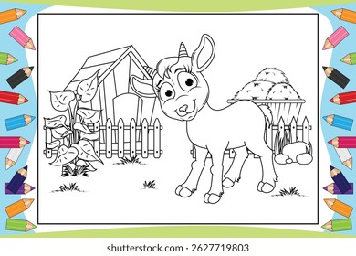 Coloring Goat Animal Cartoon For Kids