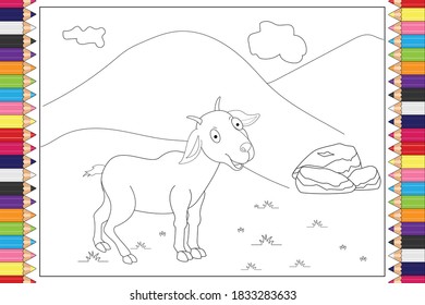 coloring goat for kids, simple vector illustration design