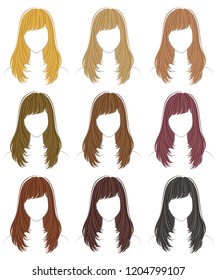 Coloring Hairstyle Stock Vector (Royalty Free) 1204799107 | Shutterstock