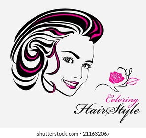 Coloring hairstyle. Vector