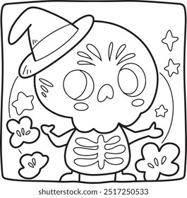 Coloring Halloween cartoon ghost cute hand drawn elements