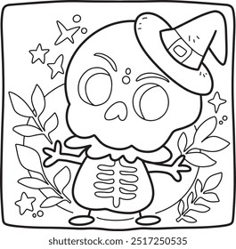 Coloring Halloween cartoon ghost cute hand drawn elements