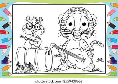 coloring hamster and tiger for kids