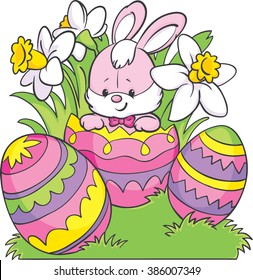 Coloring. Happy Easter. Cartoon Vector Illustration. Isolated on white background.