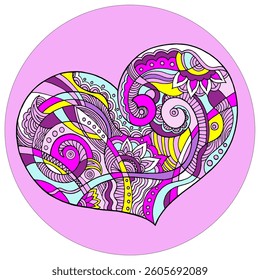 Coloring heart - bright vector illustration for printing or logo, coloring book