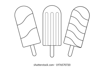 Coloring of the ice cream sticks. Suitable for children's coloring book stock