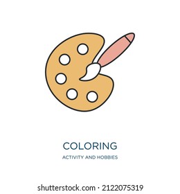 coloring icon from activity and hobbies collection. Thin outline coloring, collection, basket detailed offset lineal color icon isolated on white background. Line vector coloring sign, symbol for web 