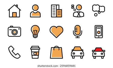 Coloring icon vector bundle white background