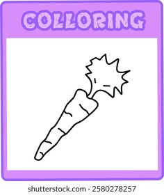 Coloring illustration with carrot objects suitable for children's books