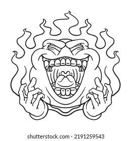 Coloring Illustration Of Cartoon Evil Laugh Mascot