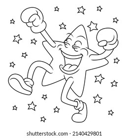 Coloring illustration of cartoon happy star