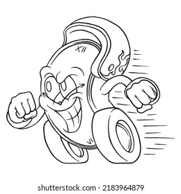 coloring illustration of cartoon running clock