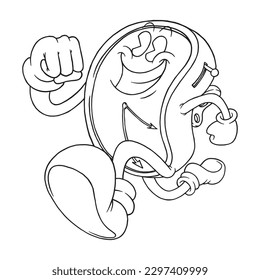 coloring illustration of cartoon running clock