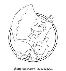 Coloring illustration of cartoon smiling axe