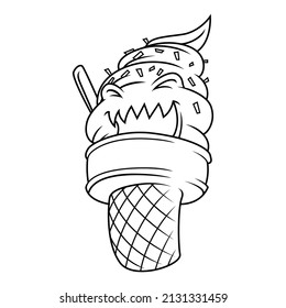 Coloring Illustration Of Cartoon Soft Ice Cream Monster