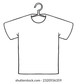 coloring illustration of cartoon t shirt with hanger 