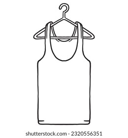 coloring illustration of cartoon undershirt with hanger