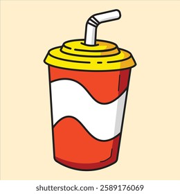 Coloring Illustration of a Cola in Fast Food