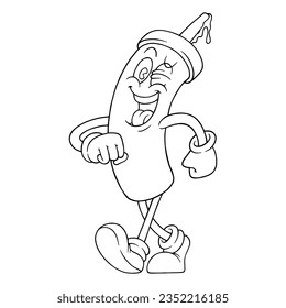 coloring illustration of happy sauce bottle mascot