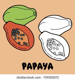 Coloring illustration for kids. Fruits and vegetables. 