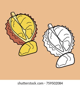 Coloring illustration for kids. Fruits and vegetables. 