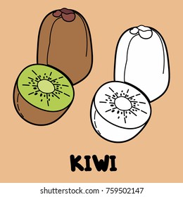 Coloring illustration for kids. Fruits and vegetables. 