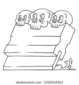 coloring illustration of screen print squeegee skulls
