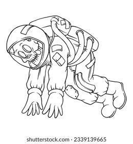 coloring illustration skull astronaut suit
