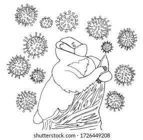 
coloring image of a bear. vector illustration of a predator. black and white