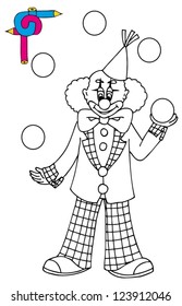 Coloring image with clown - vector illustration.