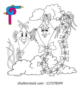 Coloring image kites - vector illustration.
