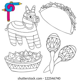 Coloring image Mexico collection 02 - vector illustration.