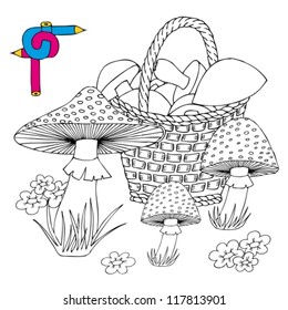 Coloring image mushrooms - vector illustration.